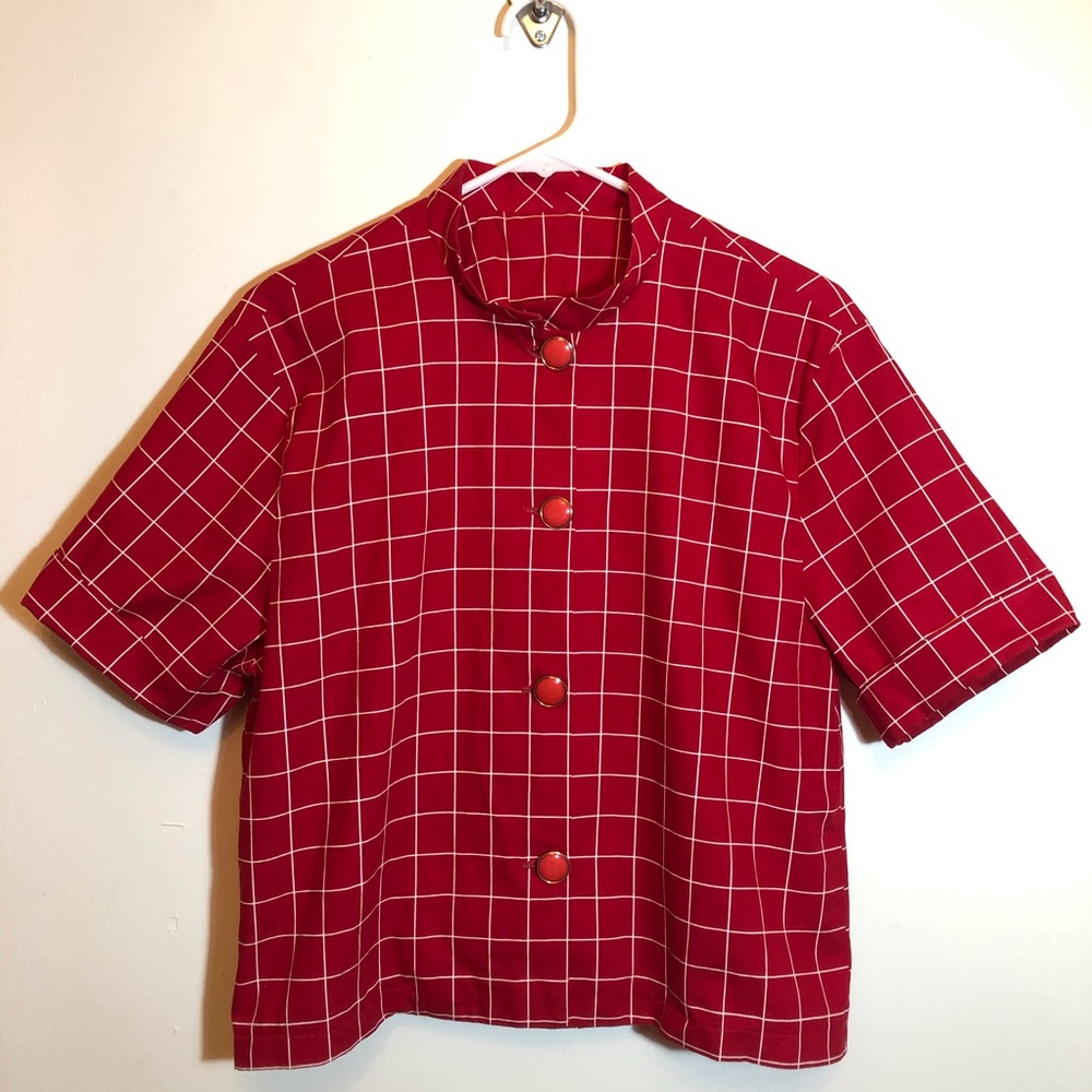 Vintage Red & White Linework Top